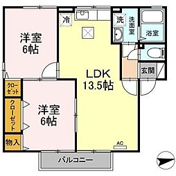 メゾンシャルム木太 1階2LDKの間取り