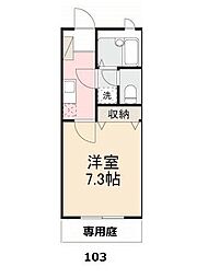 フォブール花ノ宮 1Kの間取図画像