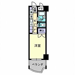 パルクピア 2階1Kの間取り