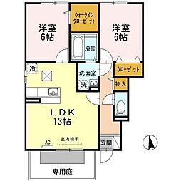 セジュールコートＡ・Ｂ 1階2LDKの間取り