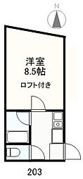 メサヴェルデ木太 2階1Kの間取り