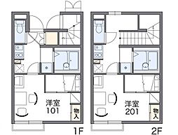 レオパレスラ　スリーズ 2階1Kの間取り
