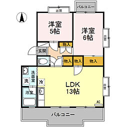 ピュアハイツ 2LDKの間取図画像
