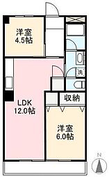 ヤマダビル 2LDKの間取図画像