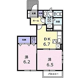 グラスランド　レジデンス　Ｆ 1階2DKの間取り