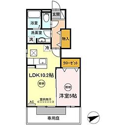 グリーン　ビット　民 1階1LDKの間取り