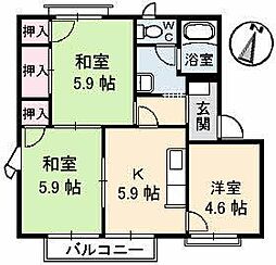 屋島フレグランスA 3Kの間取図画像