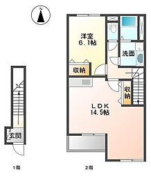 グラン　フェリシア　I 2階1LDKの間取り
