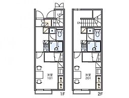 レオパレスソレアード国分寺 1階1Kの間取り
