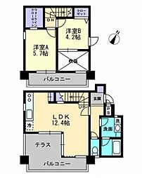 キュービックパレス 2階2LDKの間取り
