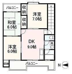 吉本マンション 3DKの間取図画像