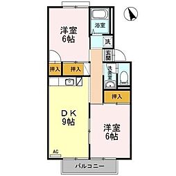 ハイツアベニールA 2DKの間取図画像