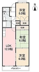ファミール木太 2階3LDKの間取り