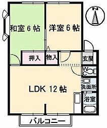 グリーンヒルズ太田A 2LDKの間取図画像