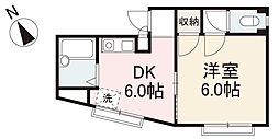 ヴィラオグラ 2階1DKの間取り