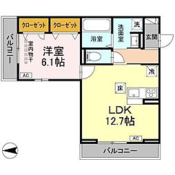 グレイスフル 1階1LDKの間取り