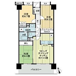 サーパスシティ栗林 8階3LDKの間取り