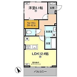 Ｊ．リヴェール高松西宝町　Ｂ棟 3階1LDKの間取り