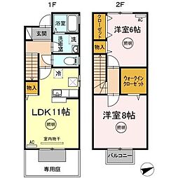 ル・シエルB 2LDKの間取図画像