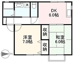 ドミール西神 2DKの間取図画像