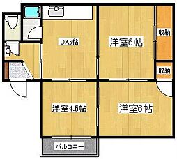 カネダイマンション 2階3DKの間取り