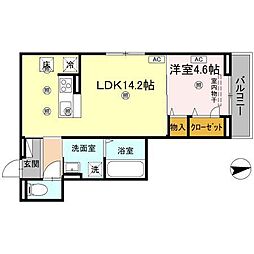 セレノアールB 1LDKの間取図画像