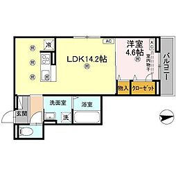 セレノアールB 1LDKの間取図画像