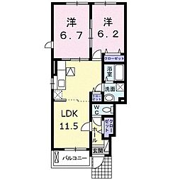 ヒーリング　Ａ・B 1階2LDKの間取り