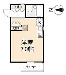 パークサイドK ワンルームの間取図画像