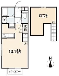 ネイバリータウン一番館 2階1Kの間取り