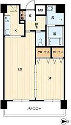 アルファレガロ栗林 3階1LDKの間取り