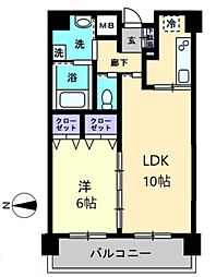 アルファレガロ栗林 3階1LDKの間取り