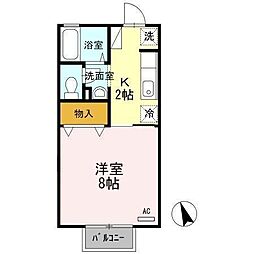 サンピア・Ｋ　Ａ棟Ｂ棟 1階1Kの間取り