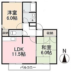 レイク・メーゾン 2LDKの間取図画像