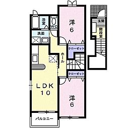 ヴィータ・リベラ国分寺Ｃ 2階2LDKの間取り