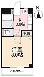 シャンボール中央町 4階1Kの間取り
