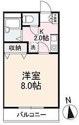 クレイドル6 1Kの間取図画像
