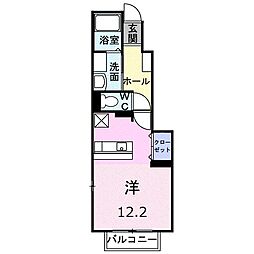 フルール・M3A ワンルームの間取図画像