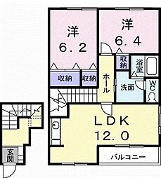 グランディール・堀越 2LDKの間取図画像