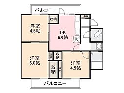 ヴィラナリー元山I 3階3DKの間取り
