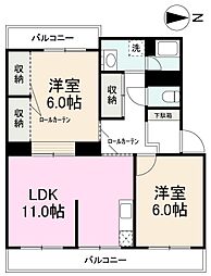 ヴィラ・アンソレイエ木太町 2LDKの間取図画像