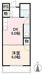 伊鍋ハイツ 1階1DKの間取り