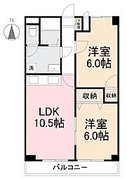 グローバル高松 2LDKの間取図画像
