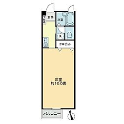 フォブール土居宮 2階1Kの間取り