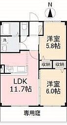 フォブール桜 2LDKの間取図画像