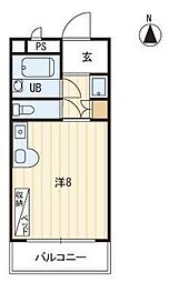 センチュリーガーデン 4階1Kの間取り