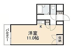 プライムガーデン 1Kの間取図画像