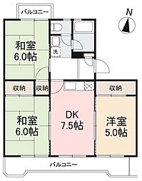 宮脇マンションA 3DKの間取図画像