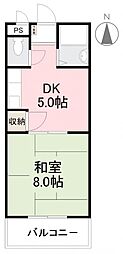 グリーンヒル第3 1DKの間取図画像