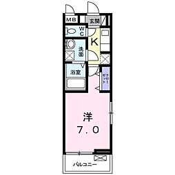 ディアコート宮脇 1Kの間取図画像